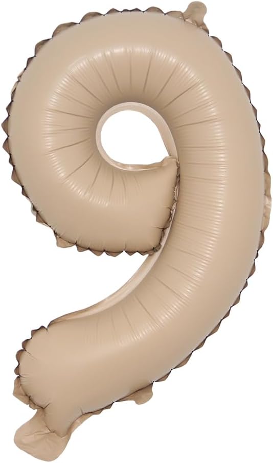 16 inch Caramel Foil Letter Alphabet number Balloon Happy Birthday Party Balloons Wedding Decoration Kids Toys Baby Shower Air Balloon (16 inch Caramel 9)