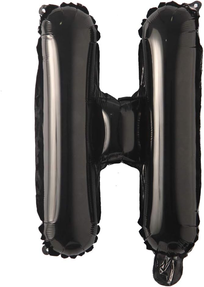 16" inch Single Black Alphabet Letter number Balloons Aluminum Hanging Foil Film Balloon Wedding Birthday party decoration banner Air Mylar Balloons (16 inch Black H)