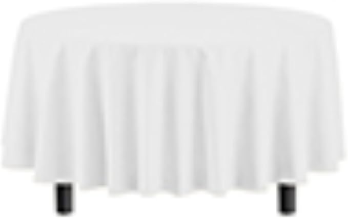 Exquisite 12-Pack Plastic Tablecloth 84 inch Round Value Pack Plastic Table Cover - White