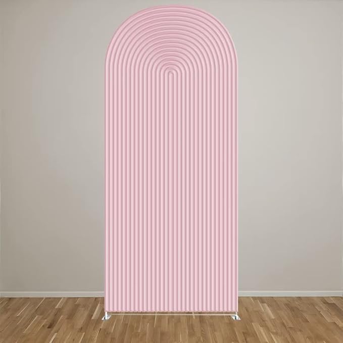 HUAYI Pink Ripples Pattern Arch Backdrop Cover for Birthday Party Wedding Baby Shower Decorations Chiara Backdrops Arched Wall Frame Stands Covers Props GP-456 3ft * 6ft