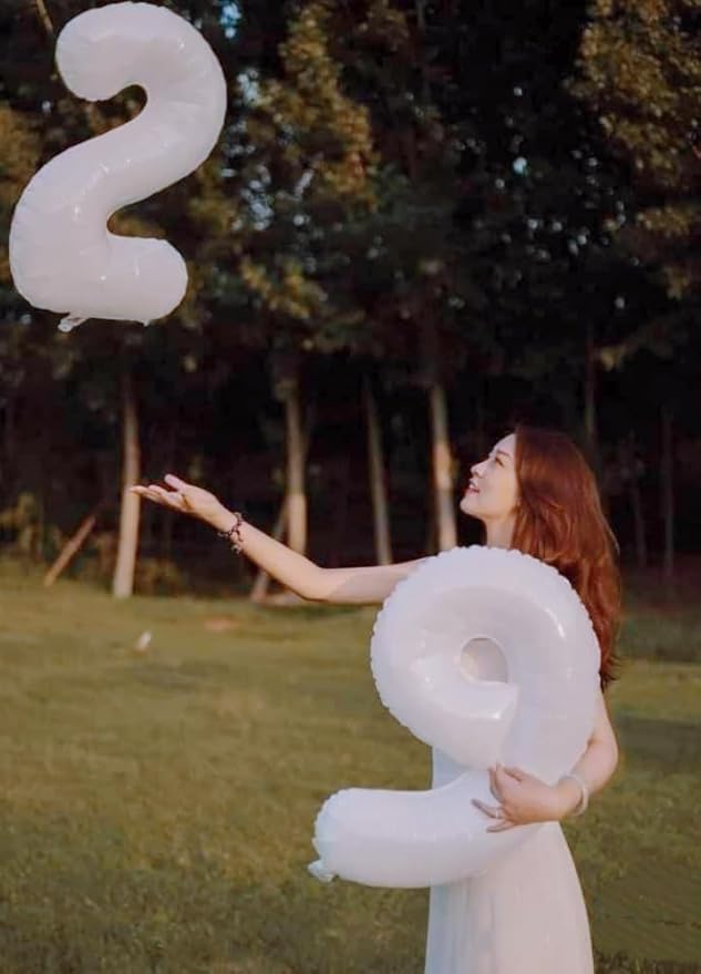 Balloons Number, 40 Inch Foil Balloons 4th Birthday Decorations Girl, White Number 4 Ballon for 4, 14, 24, 40 Celebration, Birthday, Christmas, Anniversary Decor
