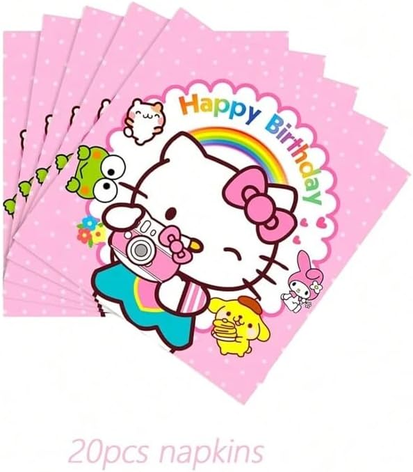 41 pcs Pink Cat Party Decoration Hello Cat Pink Kite Including 1pc Tablecover 20 pcs 7 inches Plates and 20 pcs 6.5 inches Napkins Cat Theme Birthday Party Decoration Favor Sets (41pcs pink)