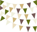 32Meters 105ft Brown Olive Green Party Bunting Banner Cream Ivory Beige Fabric Pennant Champagne Khaki Triangle Flags, Neutral Decorations for Boho Tan Rustic Birthday Baby Shower Wedding Decor