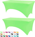 Table Covers for 6 Foot Tables, 2 Pack Light Green Washable and Wrinkle Resistant Stretch Tablecloths Rectangle 6ft for Events, Wedding, Banquets, Parties