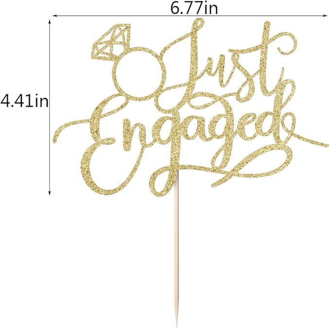 Just Engaged Cake Topper for Engagement Party Decorations, Engaged Ring Sign,We're Engaged Cake Toppers (gold)