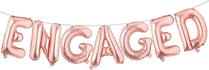 16 inch multicolored Engaged AF Balloon Letters Banner Engagement Party Decorations Supplies (ENGAGED Rose Gold)