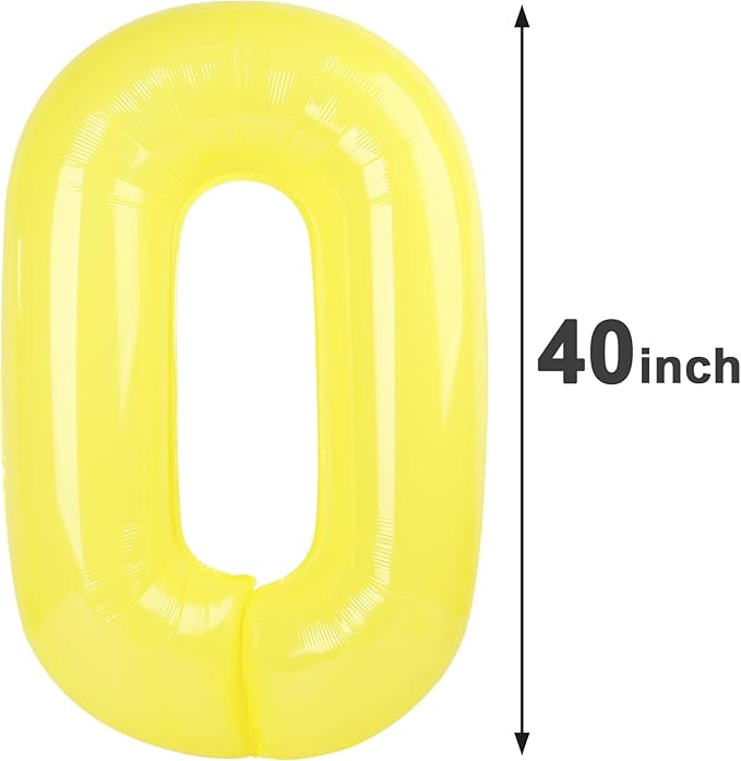 Yellow Helium Number Balloon 40 Inch, Giant Foil Yellow Number 0 Birthday Balloons, Large Numbers 10 20 30 40 50 60 70 80 90 100 2026, Party Celebration Supplies Decorations