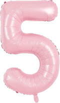 TONIFUL 40 Inch Pastel Pink Number 5 Balloon Balloon Big Pink Digital 5 Balloon for Girl's Birthday Party Wedding Bridal Shower Engagement Anniversary Photo Shoot Supplies