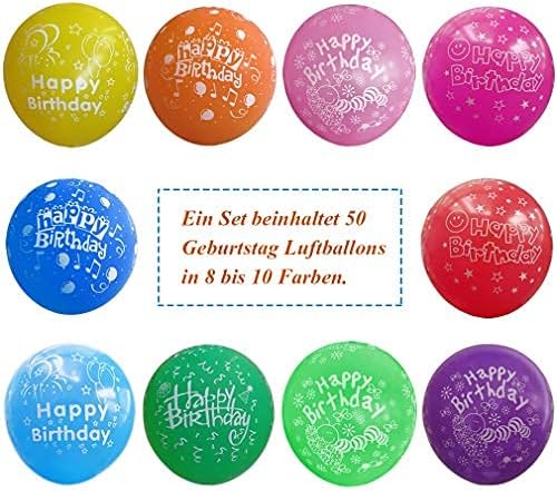 Happy Birthday Balloons 52 Pcs Colorful Latex Balloons with "Happy Birthday" Printed for Kids Birthday Party Decoration