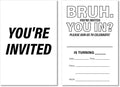 Soiceu Teen Boy Bruh Birthday Invitations Bruh Birthday Party Invites with Envelopes Set of 20 Teenager Birthday Invitations