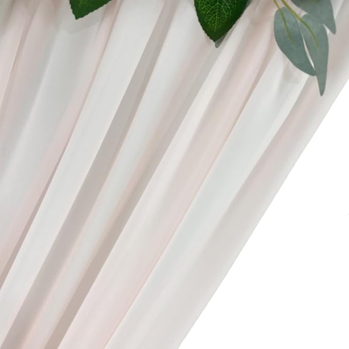 EHLDekol Sheer Chiffon Backdrop Curtains 10ft x 10ft(5ft x 2Panels)， Chiffon Fabric Drapes for Wedding, Long Sheer Curtain for Living Room, Arch Party Stage Decoration (Blush Pink, 120 x 120 Inch)