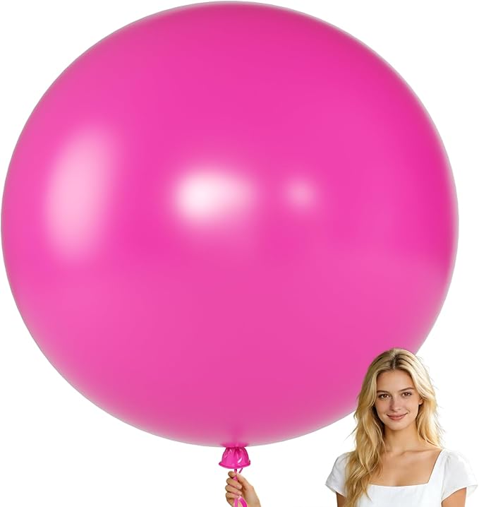 KALOR Hot Pink Giant Balloons 36 Inch Large Latex Balloons, 4 Pack Jumbo Round Helium Balloon for Birthday Bridal Shower Wedding Baby Shower Party Decorations