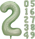 Number 2 Balloon, Large number balloons 40 inch, 2nd Birthday Party Decorations Two Birthday Sign Decor, Sage Green