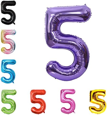 40 Inch Large Foil Helium Number Balloon Birthday Wedding Party 0-9 (Purple, 5)