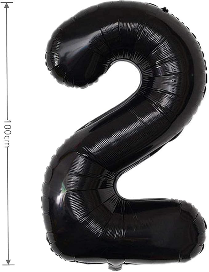 40 Inch Large Foil Helium Number Balloon Birthday Wedding Party 0-9 (Black, 2)