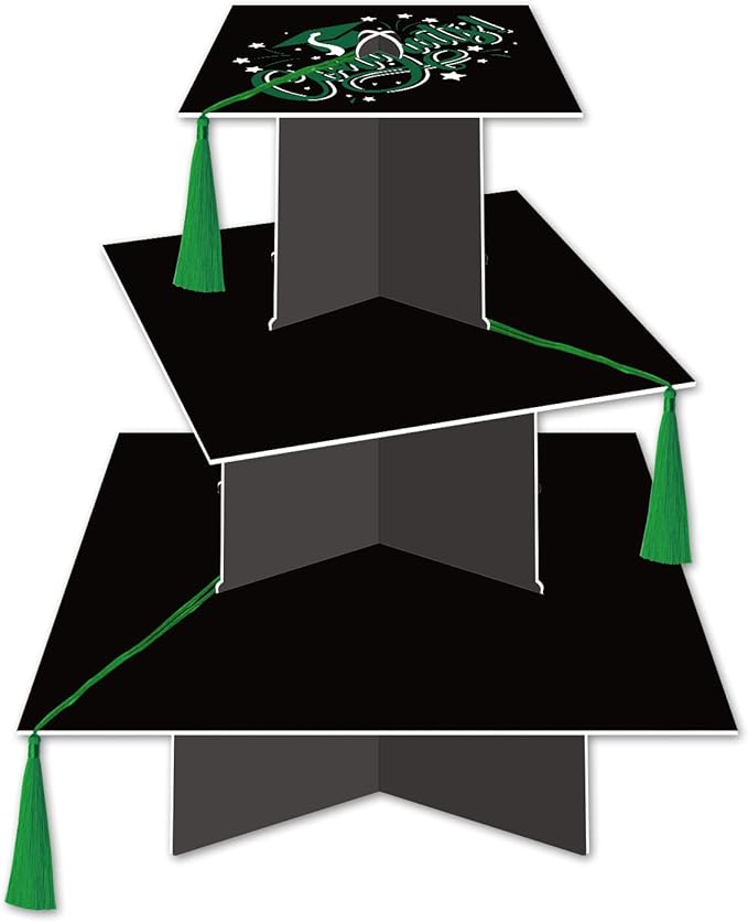 KALEFO Graduation Decorations 2026 Graduation Cap Cupcake Stand with Tassel Graduate Party Favors Table Decor Grad Party Supplies (Green)