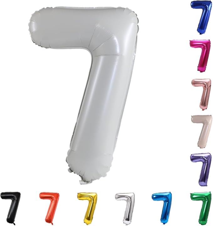 YPSelected 32 Inch Large Foil Helium Number Balloon Birthday Wedding Party 0-9 (Ivory, 7)