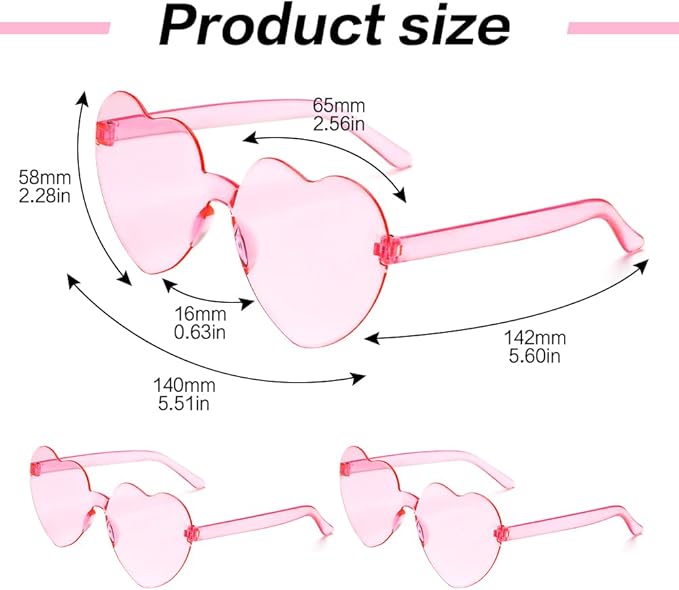 Heart Sunglasses 2 Pairs Heart Shaped Sunglasses Womens Heart Glasses Rave Sunglasses for Women Party Favors