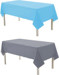 Plastic Tablecloths,Disposable Tablecovers,Baby Shower Party Tablecovers,Table Cloths for Picnic Birthday Wedding Parties 8 ft Rectangle Table Use,54 x 108 Inches,2 Pack,Light Blue,Silver.