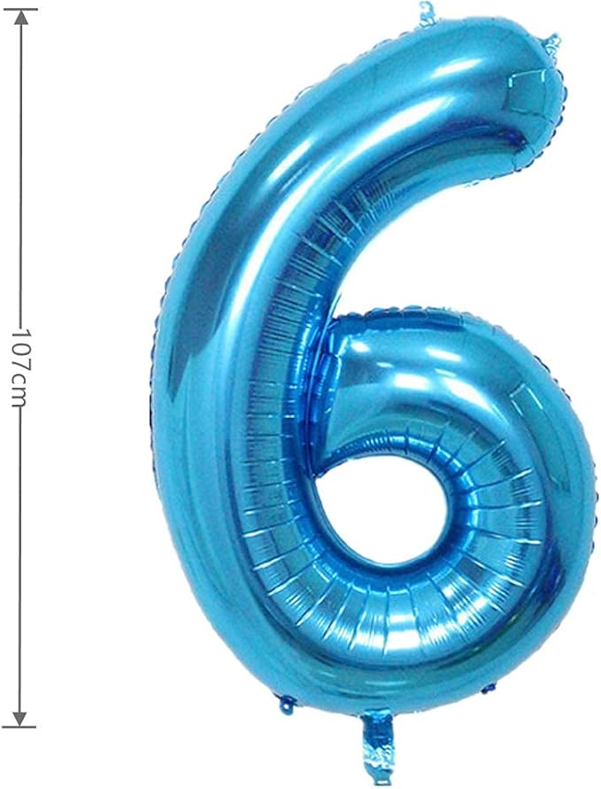 40 Inch Large Foil Helium Number Balloon Birthday Wedding Party 0-9 (Blue, 6)