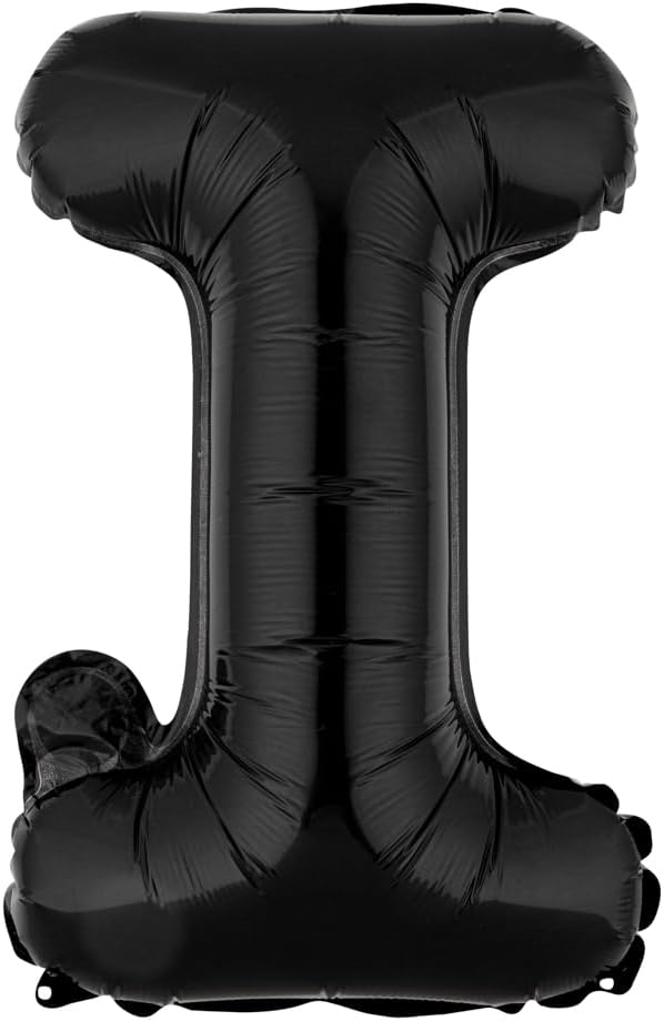 Restaurantware-Balloonify 16 Inch Letter Balloon, 1 Alphabet Party Balloon - Letter I, Self-Sealing, Black Foil Mylar Finish, Hanging Loop, Decoration For Birthday, Wedding, Or Graduation
