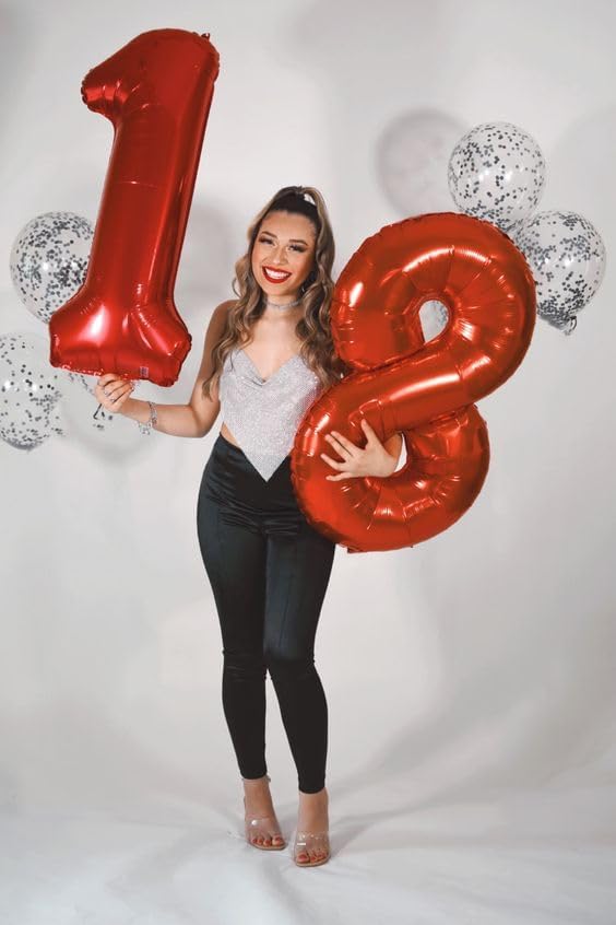 Red Number 1 Balloon for First Birthday 40 Inch, 1st One Number Balloons Birthday Decorations for Girl Boy Toddler Baby