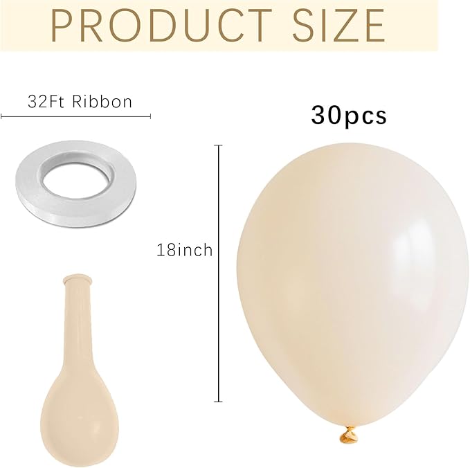 Cream Balloons Latex Party Balloons 100 Pack 12 inch Round Beige Neutral Sand White Balloons for Birthday Wedding Baby Shower Gender Reveal Party Decoration