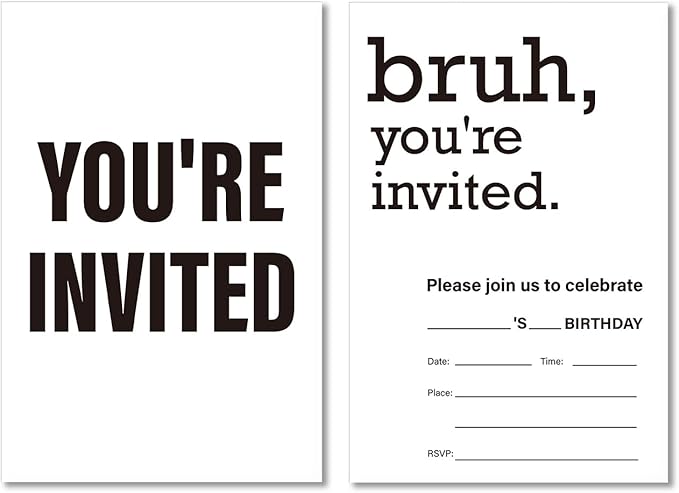 Soiceu Teen Boy Birthday Invitations with Envelopes Set of 20 You're Invited Birthday Party Invites Fill in Blank