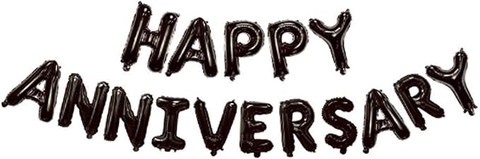 Black Happy Anniversary Balloons,Happy Anniversary Party Decorations 16Inch