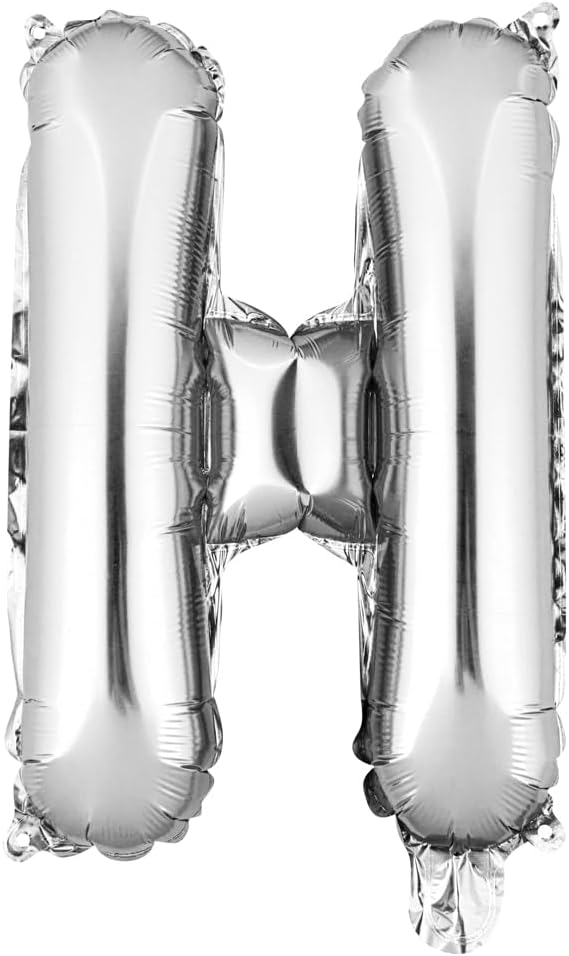 Restaurantware-Balloonify 16 Inch Letter Balloon, 1 Alphabet Party Balloon - Letter H, Self-Sealing, Silver Foil Mylar Finish, Hanging Loop, Decoration For Birthday, Wedding, Or Graduation