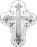 White Cross 28" Foil Party Balloon