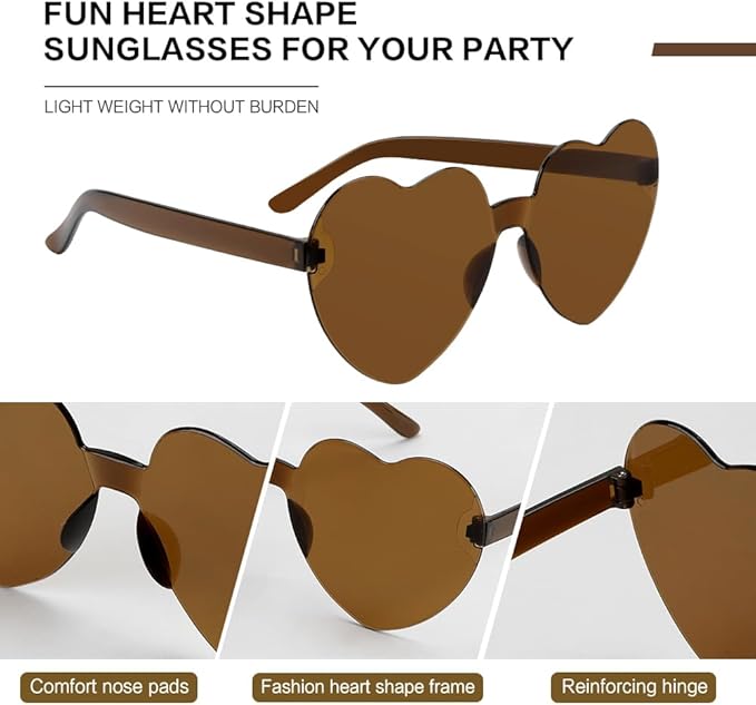 Heart Sunglasses 2 Pairs Heart Shaped Sunglasses Womens Heart Glasses Rave Sunglasses for Women Party Favors