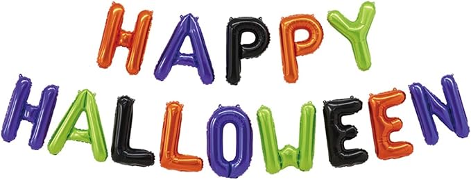 Tellpet Happy Halloween Balloons Banner, Halloween Party Decorations for Home Yard Decor Backdrop Sign, Colorful