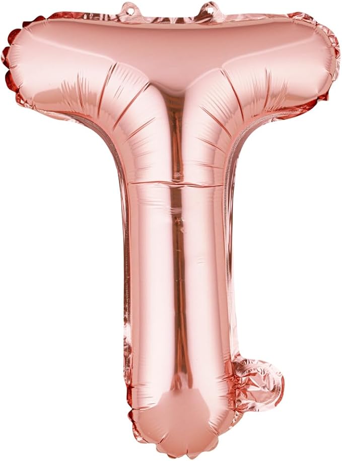 Restaurantware-Balloonify 16 Inch Letter Balloon, 1 Alphabet Party Balloon - Letter T, Self-Sealing, Rose Gold Foil Mylar Finish, Hanging Loop, Decoration For Birthday, Wedding, Or Graduation