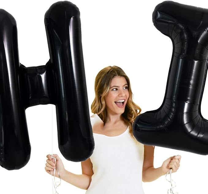 TONIFUL 40 Inch Large Black I Letter Balloon - Jumbo Helium Foil Mylar Big Alphabet for 2026 New Year Eve Graduation Wedding Baby Shower Birthday Party Anniversary Supplies Decorations