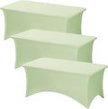 Fixwal 3 Pack Sage Table Cloths Rectangle 6FT, Tablecloths Rectangular Stretch Spandex Fitted Table Covers 6ft for Parties, Trade Shows, Banquet, Weddings, Buffet, Graduation