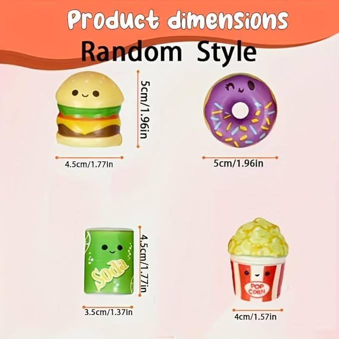 24 Pcs Food Slow Squishy Toys Soft Stress Relief Fidgets Toys for Kids Boys Girls Goodie Bag Christmas Stocking Stuffers Party Favors Treasure Box Classroom Prizes Carnival Gifts