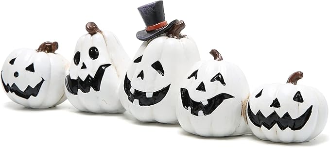 Hodao Halloween Pumpkin Decorations Indoor Halloween Decorations Clearance for Table/Halloween/Window/Present Box/Gift/Courtyard Corridor (White Pumpkin)
