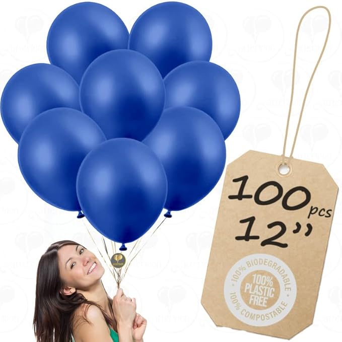 AFTERLOON® Biodegradable Balloons Pearlized Blue 12 Inch 100 Pack, Pearlescent Thickened Extra Strong Latex Helium Float, for Baby Shower Gender Reveal Garland Wedding Birthday Party Decorations