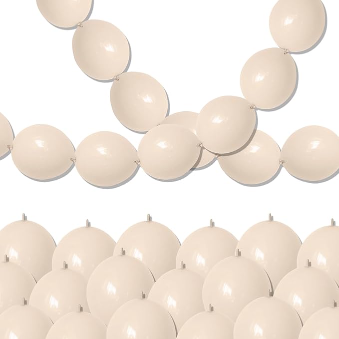 Beige Quick Link Balloons - 60PCS Linking Balloons for Wedding, Birthday, Baby Shower, Engagement, Graduation Party Decorations (10inch)