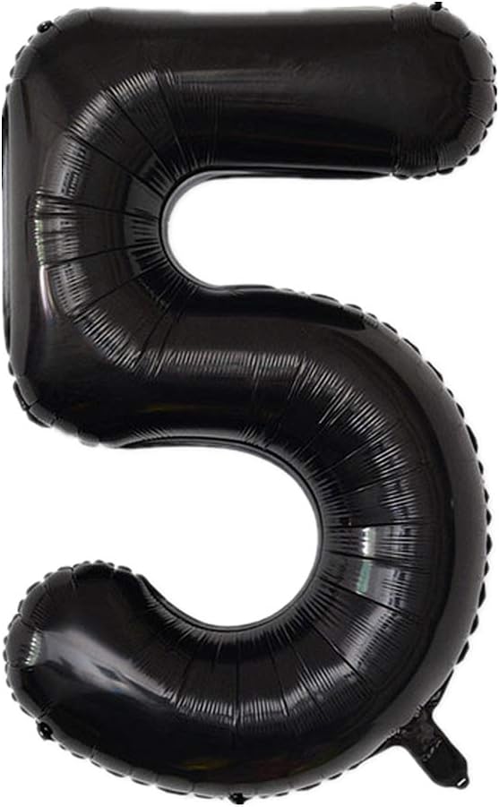 YPSelected 32 Inch Large Foil Helium Number Balloon Birthday Wedding Party 0-9 (Black, 5)