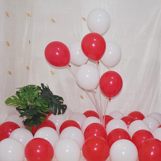 200 Pcs Red and White 5 Inch Balloons Matte Thicken Latex Small Balloon for Wedding Birthday Graduation Baby Shower Christmas Valentine’s Day Party Decorations