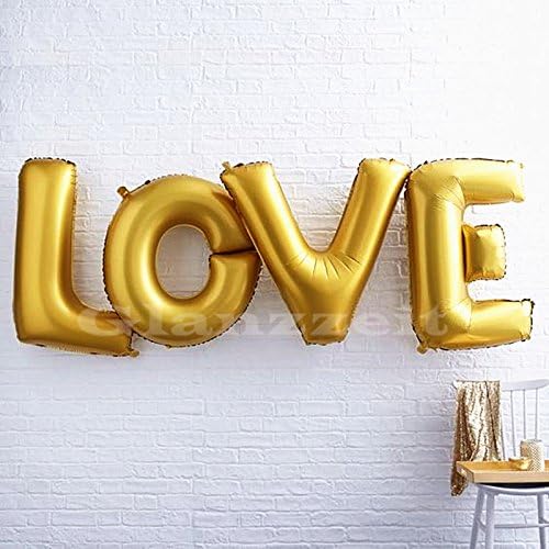 Glanzzeit 16 Inch Gold Balloons Decor Letters A to Z Numbers 0 to 9 for Wedding Prom Birthday Party (Letter V)