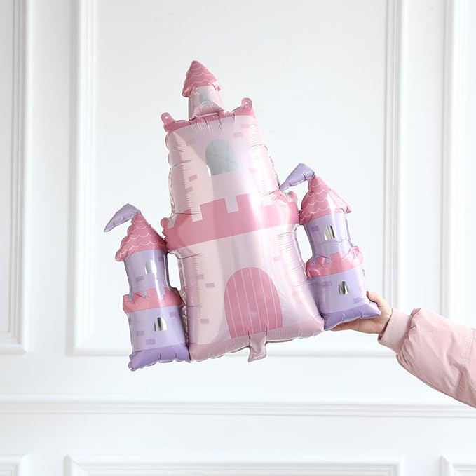 PageebO Princess Balloon Garland Arch, 154Pcs Pastel Blue Pink Purple Gold Balloons with Castle Carriage Star Foil Balloons for Girls Princess Rainbow Baby Shower Birthday Fairytales Party Decortion
