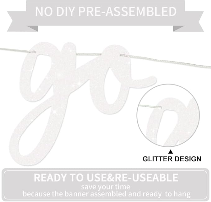 BEISHIDA Go Shawty It's Your Birthday Banner NO DIY Hip Hop Theme Happy Birthday Banner Pre-Strung Rap Theme Happy Birthday Sign for Man Women birthday Party Supply Glitter White