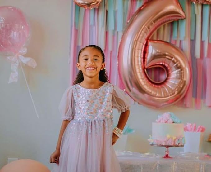 Number 6 Balloon 40 Inch, 6th Birthday Balloon for Boy Girl, Rose Gold 16 60 61 65 Numbers Balloons Birthday Party Wedding Events Decorations