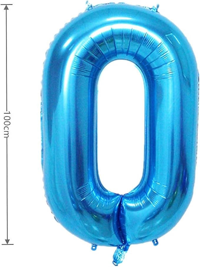 40 Inch Large Foil Helium Number Balloon Birthday Wedding Party 0-9 (Blue, 0)