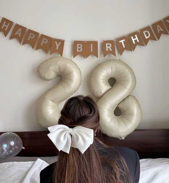 Cream White Foil Number 18 81 Balloon 40 Inch, Helium Mylar Number 18 81 Birthday Balloons, 18th 81st Cream White Women Men Wedding Anniversary, Graduations Party Supplies
