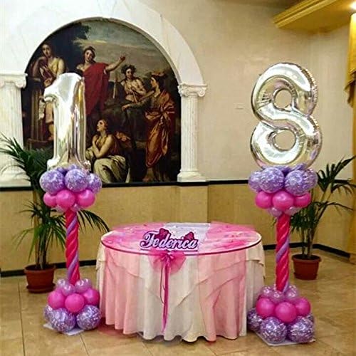 Glanzzeit 16 Inch Silver Foil Balloons Letters A to Z Numbers 0 to 9 for Prom Wedding Birthday Party Decor (Number 8)