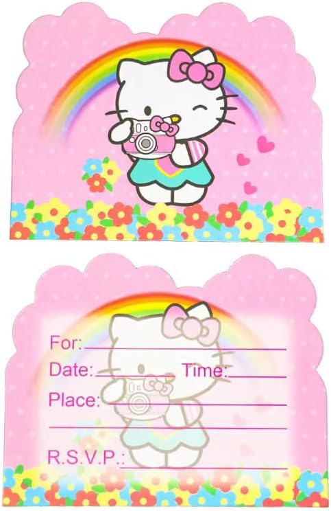 20pcs Hello Cat Kitty Birthday Party Invitations Hello Cat Kitty Birthday Party Supplies Decoration (20pcs)